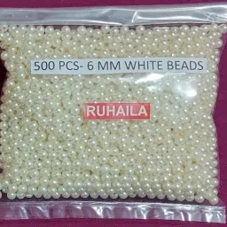 6 MM WHITE PEARL BEADS FOR EMBRIODERY JWELLERY CRAFT 500 PCS-10