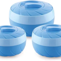 Shine inner stainless steel casserole Blue Pack of 3 Thermoware Casserole Set-picture-24