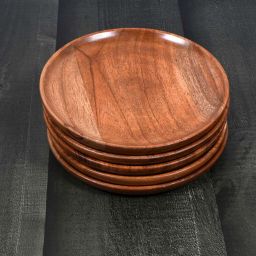 Pack of 5 Wood Export quality premium finish wooden plate for dinner lunch breakfast Dinner Set-image-15