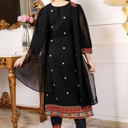 KALINI Ethnic Motifs Embroidered Regular Sequinned Kurta with Trousers & Dupatta image 5