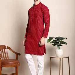 Anouk Ethnic Motifs Embroidered Sequinned Kurta With Pyjamas image 3