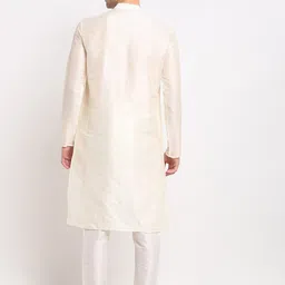 Jompers Men Cream-Coloured Regular Dupion Silk Kurta with Churidar image 4