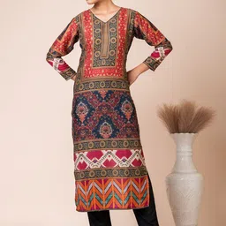 SARSO Floral Printed Regular Kurta with Trousers & Dupatta image 5