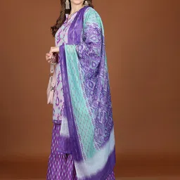 Vishudh Lavender Ethnic Motifs Printed Regular Kurta with Sharara & Dupatta image 2