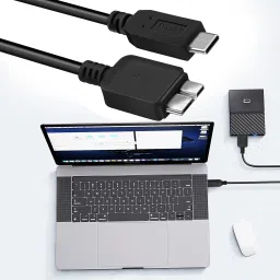jihaan New USB C Type C USB 3.0 Portable External Hard disk drive hdd black 4 inch USB Type C to Micro-B USB 3.0 Cable image 2