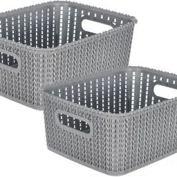 Plastic Multiuses Large M 20 Plastic Tray/Basket/Organizer Without Lid- Pack of 2 (Grey) Storage Basket-image-15