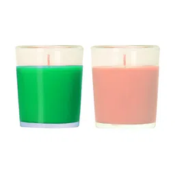 PEEPALCOMM Peach & Green 2 Pieces Pillar Candle-27