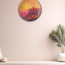 THE QUIRKY HOME A Dreamy Escape Yellow & Pink Printed Ceramic Wall Plates-image-79