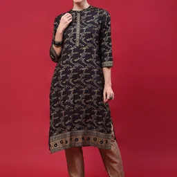 Shree Floral Printed Mandarin Collar Straight Kurta-picture-45