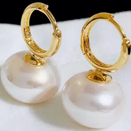 AKISON JEWELS Circular Gold & white pearl Drop Earrings-31