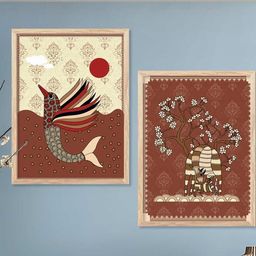 WALLLANE Brown 2 Piece Wood Abstract Wall Paintings-image-65