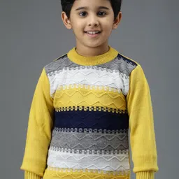 TRENDY WORLD Boys Yellow Colourblocked Wool Sweaters-picture-13