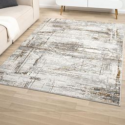 Kaleen India White Abstract Printed Rectangle Anti-Skid Polypropylene Carpet-picture-13