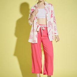 BAESD Floral Printed Shirt Collar Pure Cotton Shirt & Palazzos-image-83