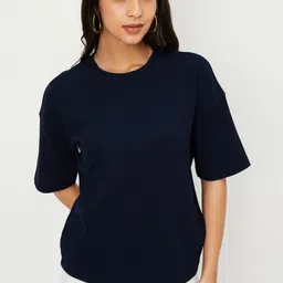 max Women Self Design Round Neck Relaxed Fit T-shirt-image-66