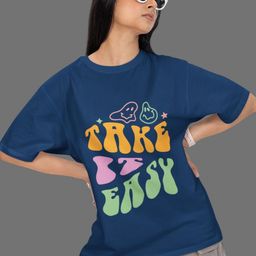 SNUG24 Typographic Printed Drop-Shoulder Sleeves Pure Cotton Oversized T-shirt-image-84