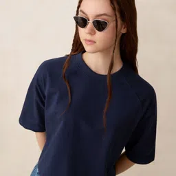 Outzidr Round Neck Raglan Sleeves Cotton Boxy T-shirt-image-75