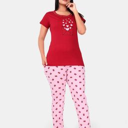 SWEET MOON Printed Round Neck Night suit-image-86