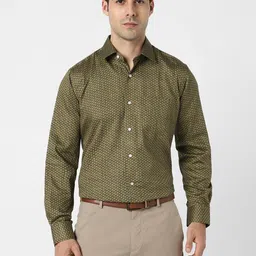Van Heusen Micro Ditsy Printed Spread Collar Pure Cotton Slim Fit Formal Shirt-picture-9