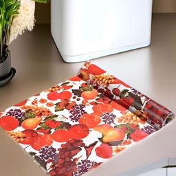 Aura White & Orange Colored Printed Water Resistant Anti-Slip Shelf Liner Organiser-3