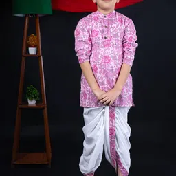 BEBE UNICORN Boys Floral Printed Regular Kurta with Dhoti Pants-picture-11