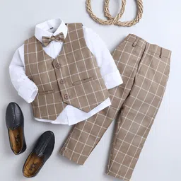 Jeetethnics Boys Checked Three Piece Party Suit-image-3
