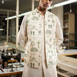 Project Bandi Printed Satin Nehru Jacket-45