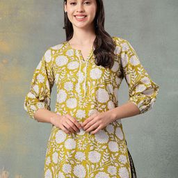 God Bless Women Ethnic Motifs Printed Pure Cotton Straight Kurti-image-99