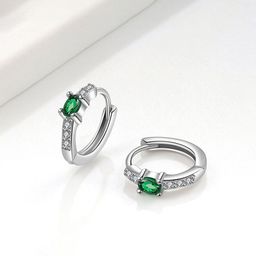 MYKI Stainless Steel Silver Plated Cubic Zirconia Studded Circular Shaped Hoop Earrings-50