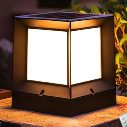 XERGY Black & White Modern 1800mAh Battery Waterproof Solar LED Pillar Light With Remote-image-67