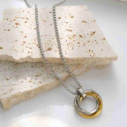 Lovemi Movements Unisex Stainless Steel Triple Ring Circular Shaped Pendants with Chains-15