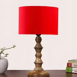 Aura Red Wood Traditional Abstract Shaped Table Lamp-1
