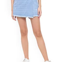 God's Club Women Regular Fit High-Rise Denim Shorts-picture-0