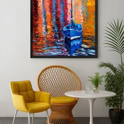 999Store Orange & Red Boat Reflections Canvas Wall Art-image-86