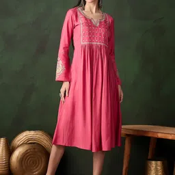 Sangria A-line Flashionable Dress-image-13