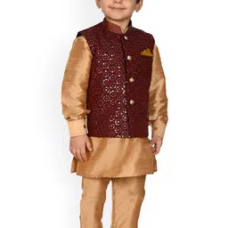 Pehanaava Boys Embroidered Regular Thread Work Straight Kurta with Pyjamas-23