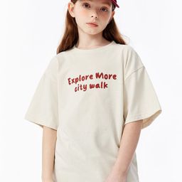 LULU & SKY Girls Typography Pure Cotton Boxy T-shirt-picture-33