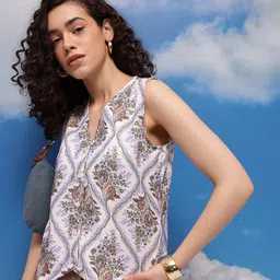 CORSICA Floral Printed V-Neck Vest Top-picture-31