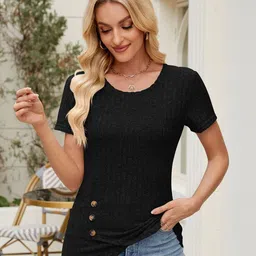 StyleCast x Revolte Women Self Design Round Neck Top-image-89