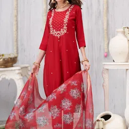 Anouk Women Ethnic Motifs Embroidered Kurta with Trousers & Dupatta-picture-39