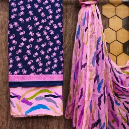 Unstitched Printed Cotton Blend Kurta & Patiyala Dress Material with Dupatta-image-87