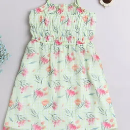 taffykids Girls Floral Printed Smocked Detail Shoulder Straps Sheath Dress-image-95