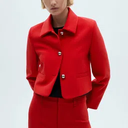 MANGO Crop Tailored Jacket-45