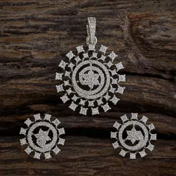 Kushal's Fashion Jewellery Rhodium-Plated Cubic Zirconia Stone-Studded Jewellery Set image 1