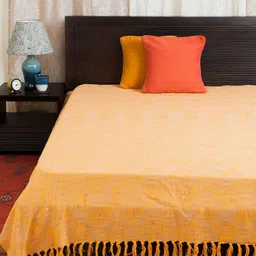 Fabindia Yellow & White Woven Designed 335 GSM Double BedCover-image-83