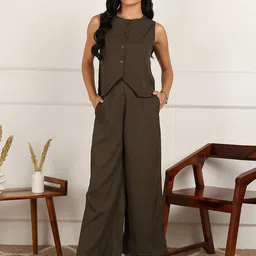 all about you Self Design Round Neck Waistcoat With Trousers-image-18