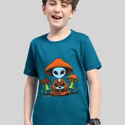 AUSK Boys Graphic Printed Drop-Shoulder Sleeves Cotton T-shirt-image-87