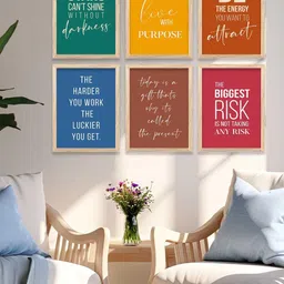WALLLANE Multicoloured Modern Wall Art With Frames (Set of 6) image 5