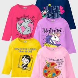 KUCHIPOO Girls 5 Printed Applique T-shirt-image-90