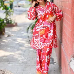 KALINI Printed V Neck Tunic With Palazzos Co-Ords-image-29